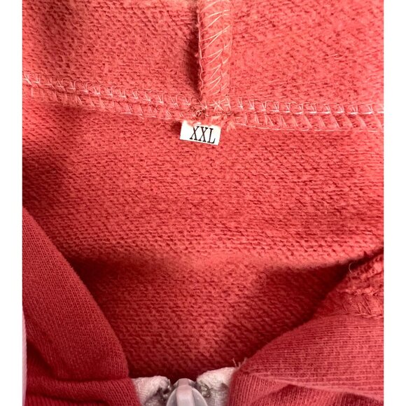 Colorblock Zip-Up Hoodie XXL Pink/Gray/White w Drawstring Hood and Pockets - Picture 4 of 5